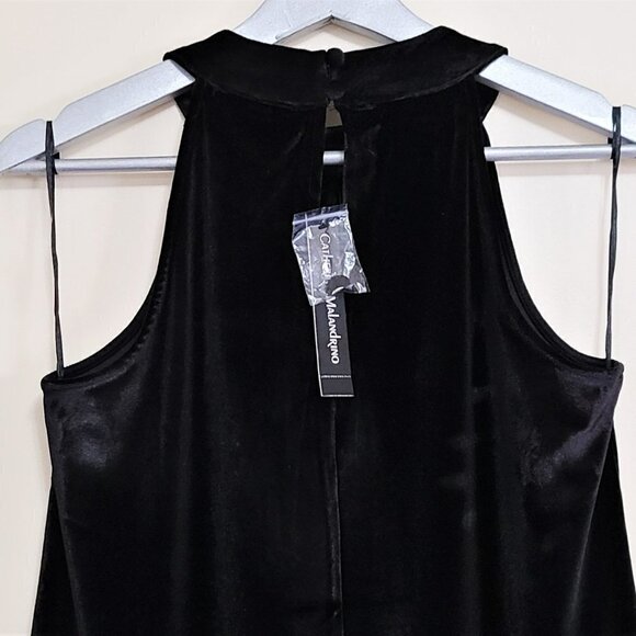 NWT CATHERINE MALANDRINO Velvet Halter Top With Keyhole - Picture 5 of 6